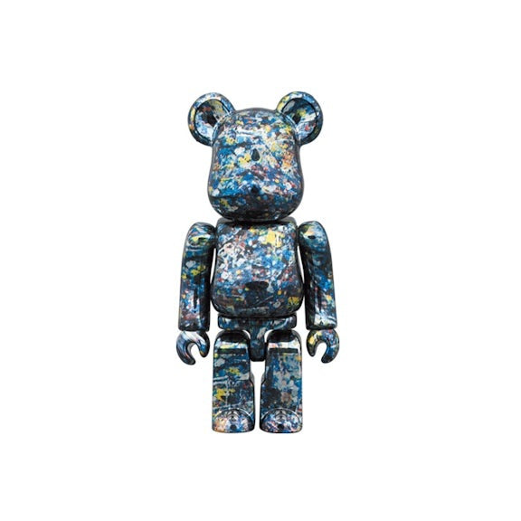 400 % & 100 % Bearbrick-set – Jackson Pollock Studio (Chrome-versjon)