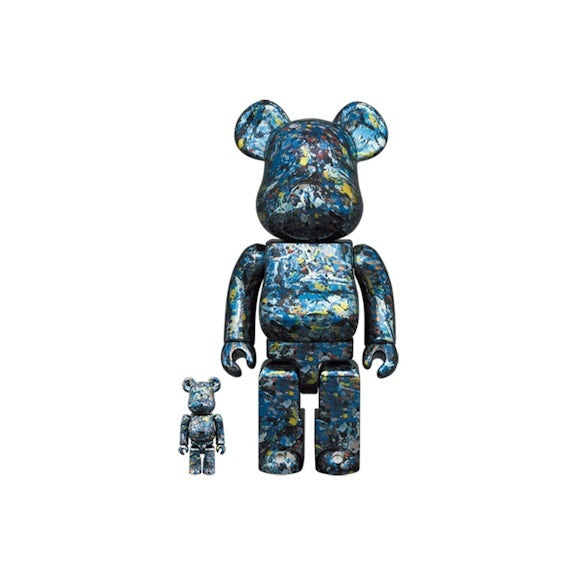 400 % & 100 % Bearbrick-set – Jackson Pollock Studio (Chrome-versjon)