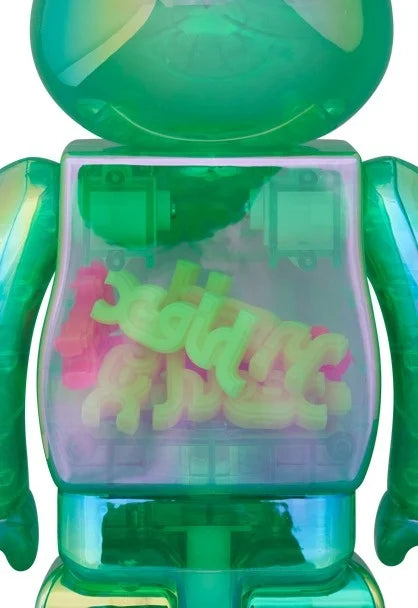 400% & 100% Bearbrick Set - X-girl (Clear Green)-Medicom Toy-Bearbrick