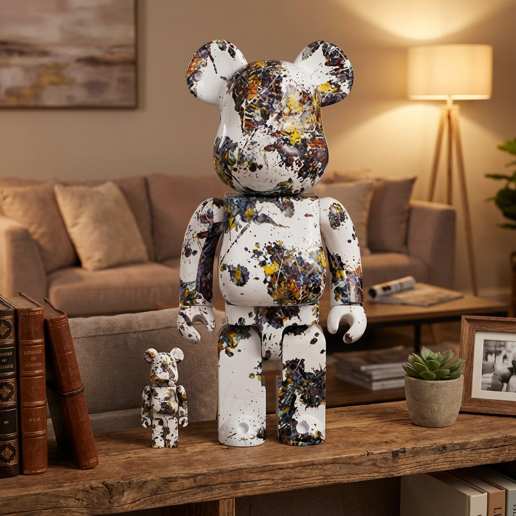 400% & 100% Bearbrick Set – Jackson Pollock Studio (Splash)