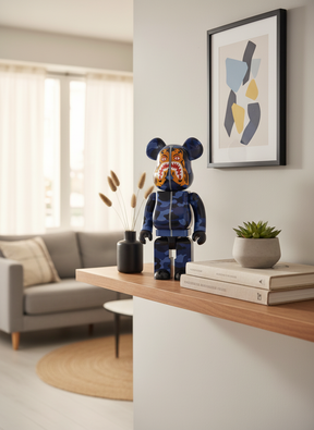 400% & 100% Bearbrick sæt - Camo Tiger by BAPE (Blue ver.)