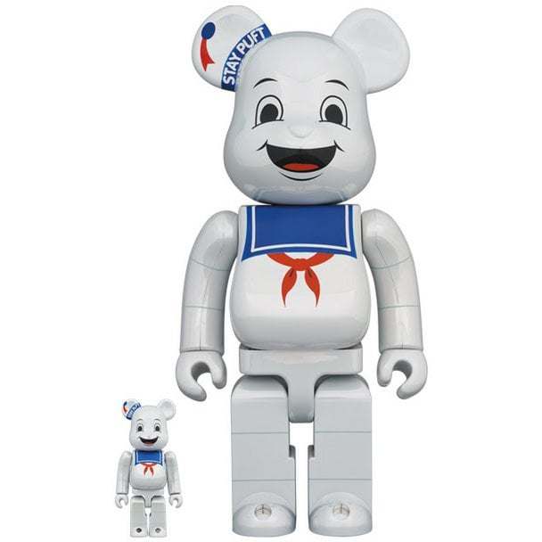 400% & 100% Bearbrick sæt - Stay Puft Marshmallow Man (White Chrome)-Medicom Toy-Bearbrick