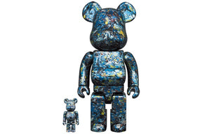 400 % & 100 % Bearbrick-set – Jackson Pollock Studio (Chrome-versjon)
