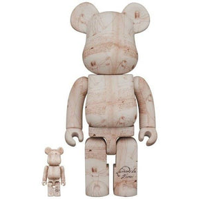 400% & 100% Bearbrick Sæt - Leonardo Da Vinci (Vitruvian Man)-Medicom Toy-Bearbrick