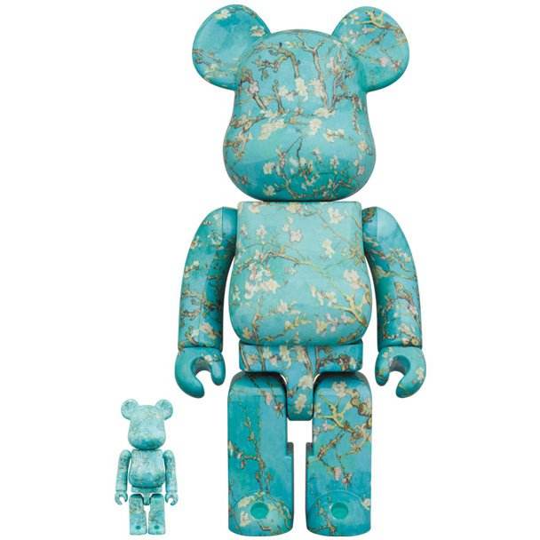 400% & 100% Bearbrick sæt - Vincent Van Gogh (Almond Blossoms), 