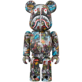 400% & 100% Bearbrick 3 pcs sæt - BAPE(R) LEGACY CAMO SHARK (Grey ver.)