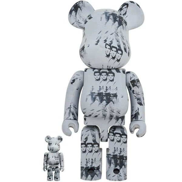 400 % & 100 % Bearbrick-set – Andy Warhol (Elvis Presley)