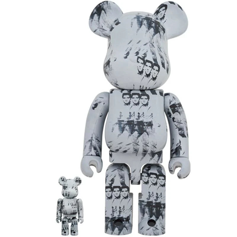 400 % & 100 % Bearbrick-set – Andy Warhol (Elvis Presley)